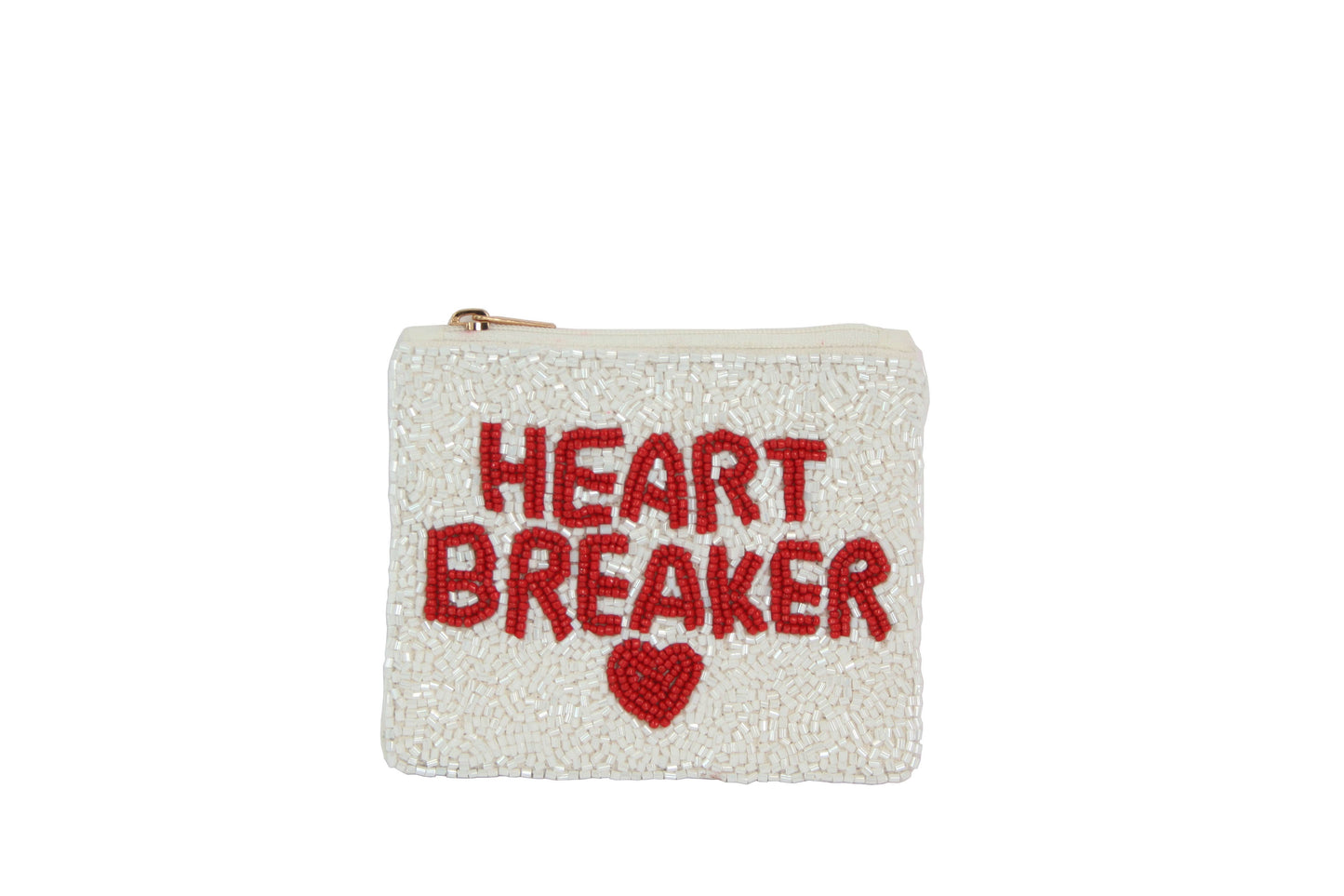 Ladies Fully Beaded HEART BREAKER Theme Fashion Coin Purse