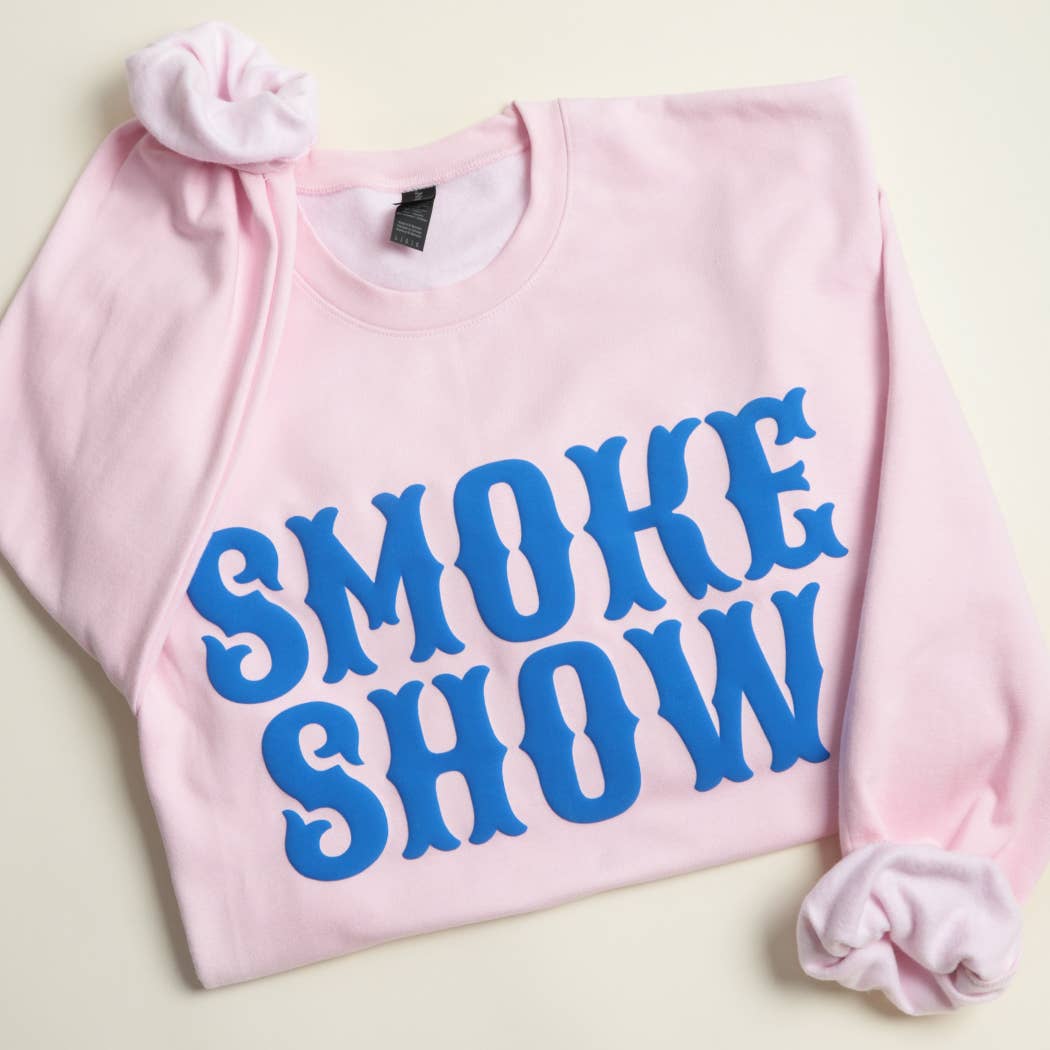 SMOKE SHOW Bold PUFF MIDWEIGHT Sweatshirt: CEMENT / XL