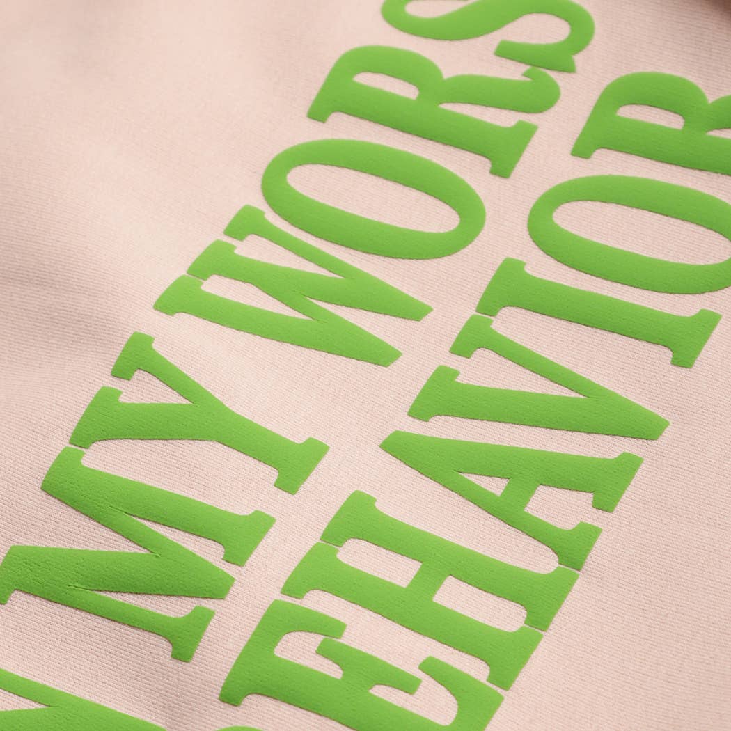ON MY WORST BEHAVIOR PUFF MIDWEIGHT Sweatshirt: WHITE / XL