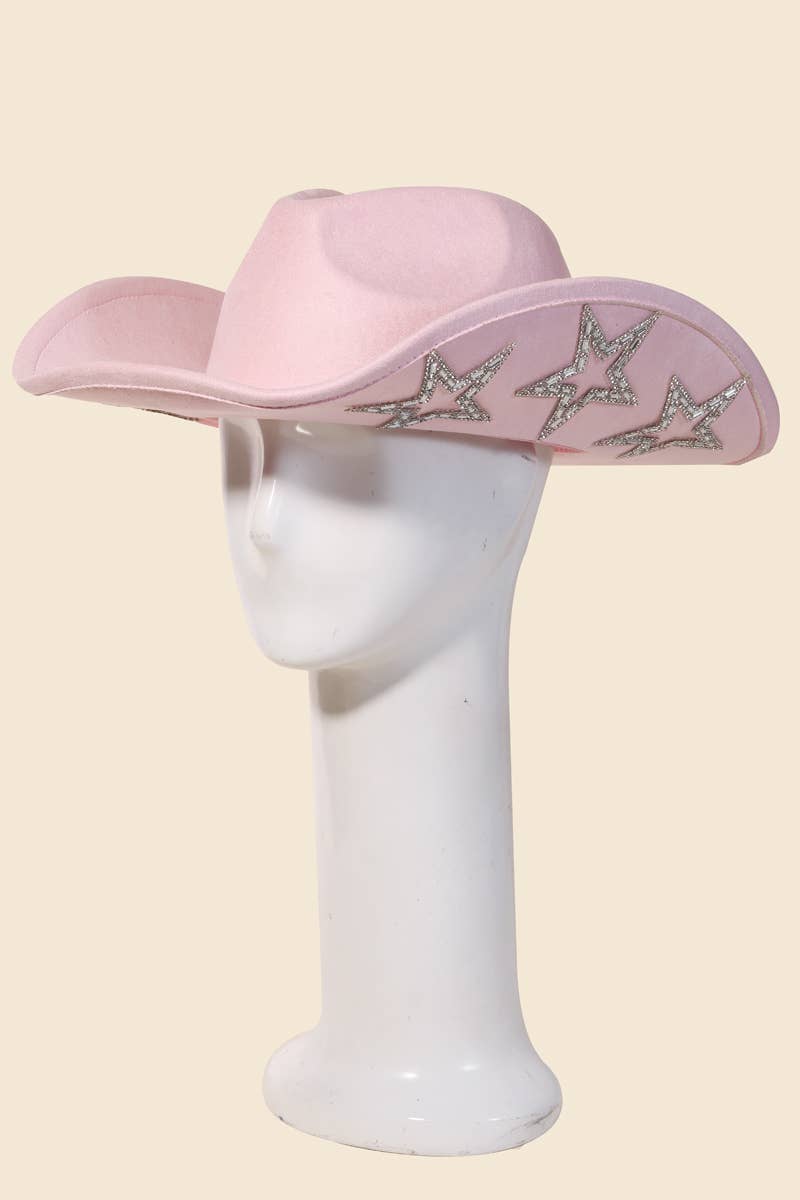 Studded Rhinestone Star Western Cowboy Hat: FU