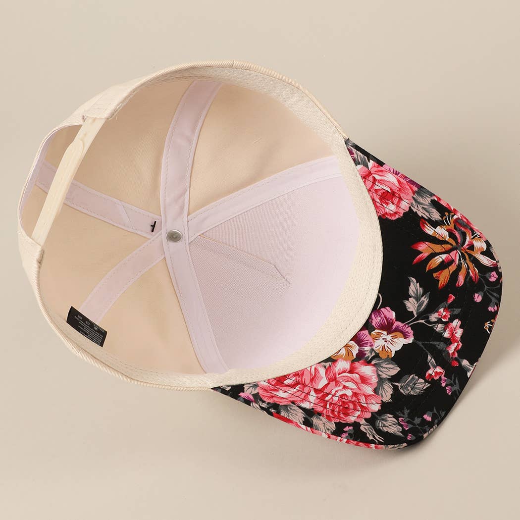 HOWDY Darlin' Embroidery Patch Floral Two-Tone Hat: Pink / ONE SIZE