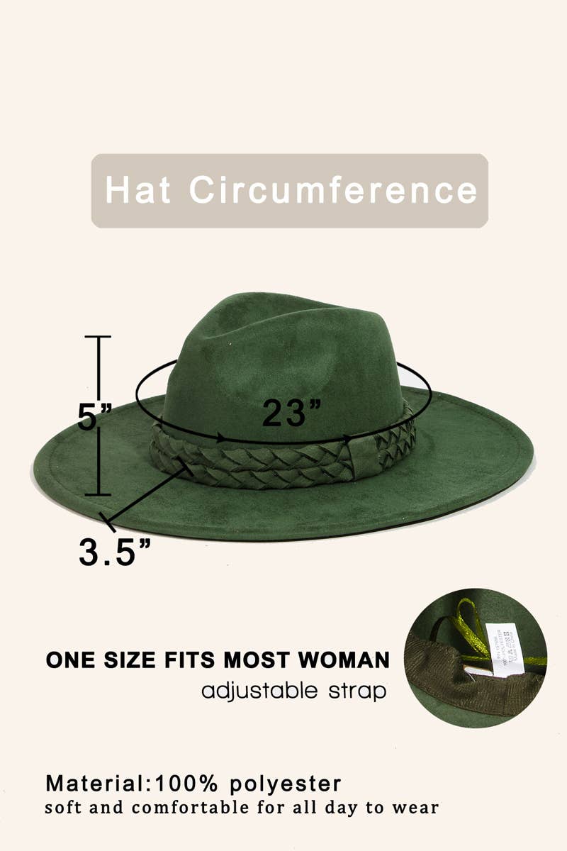 Double Rope Braid Fedora Hat Black