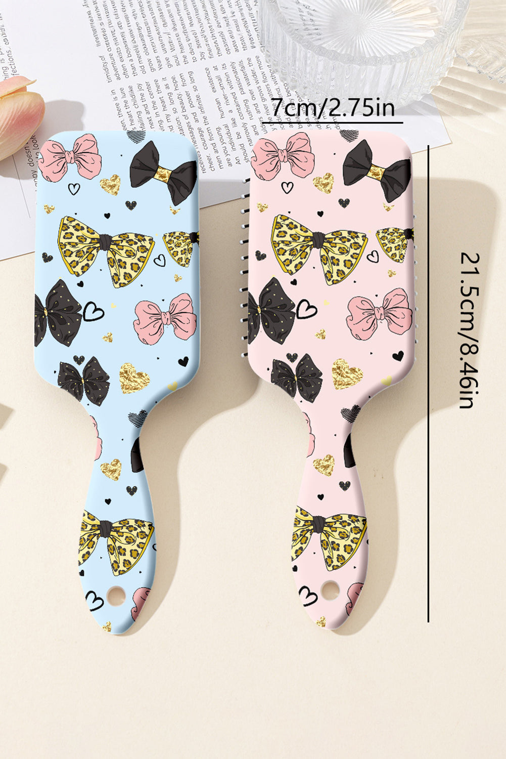 Pink Cute Bowknot Print Air Cushion Comb