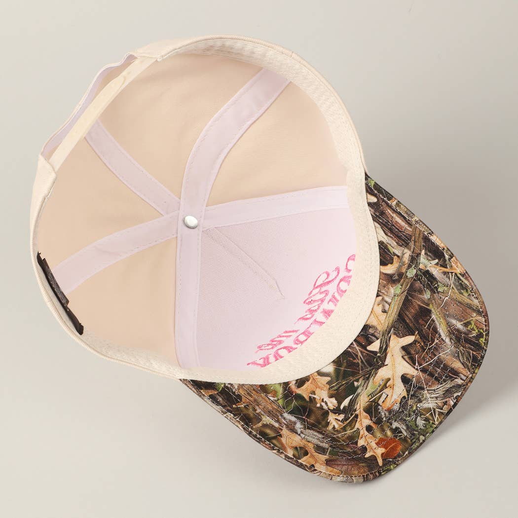 Kiss Me Cowboy Embroidery Two-Tone Cap: CAMO-BLACK / ONE SIZE
