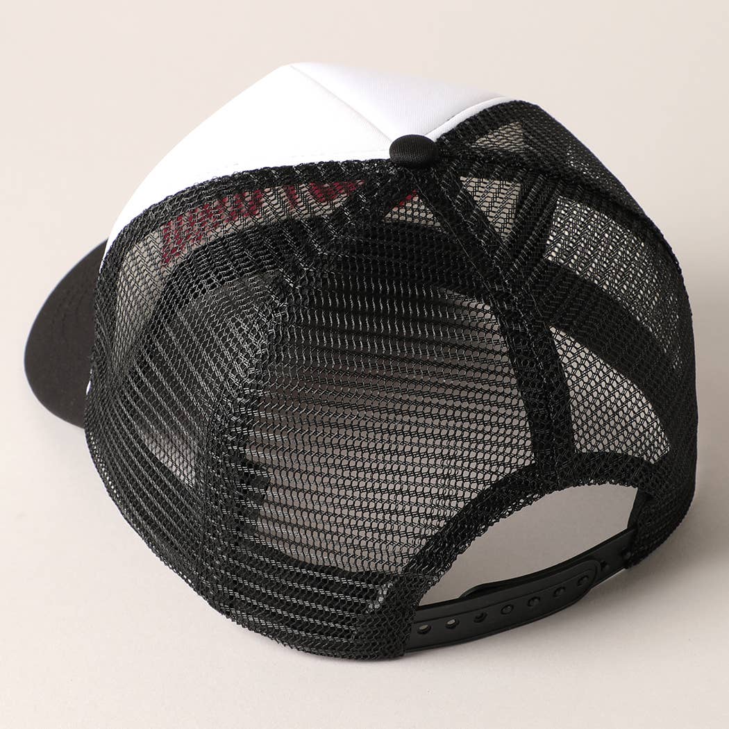 YeeHaw Letter Graphic Embroidered Foam Trucker Hat: BLKWH / ONE SIZE