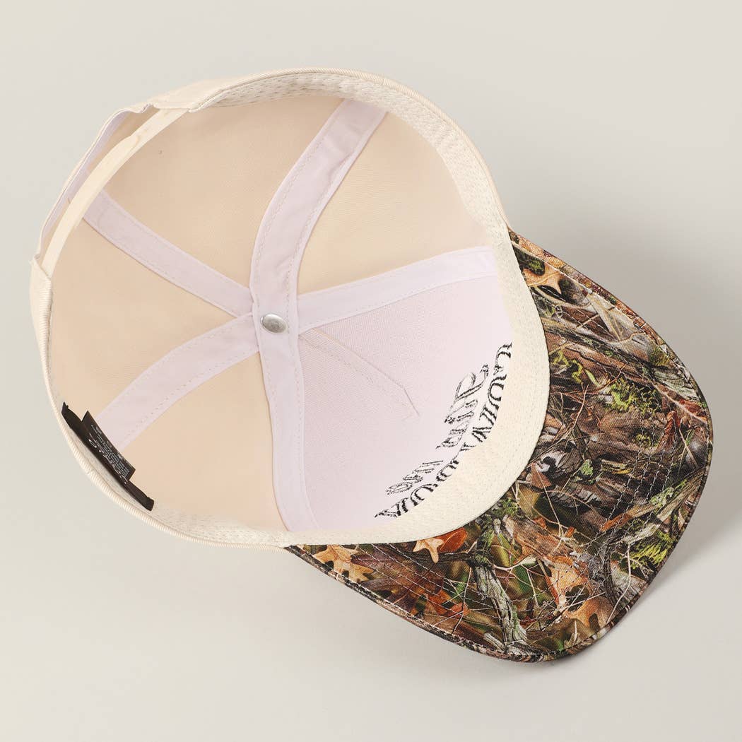 Kiss Me Cowboy Embroidery Two-Tone Cap: CAMO-BLACK / ONE SIZE