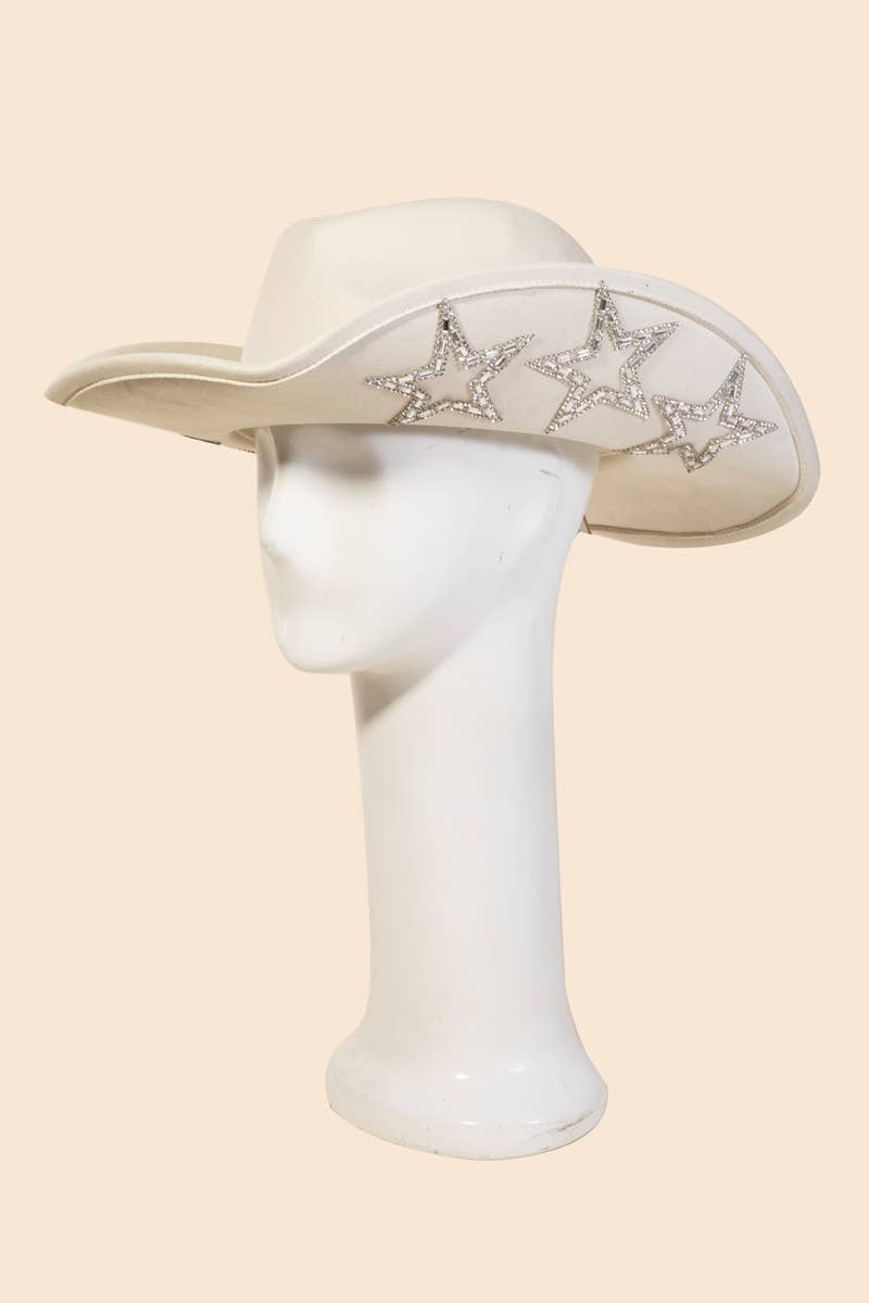 Studded Rhinestone Star Western Cowboy Hat: FU