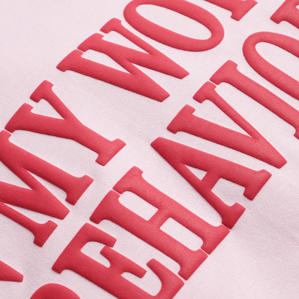 ON MY WORST BEHAVIOR PUFF MIDWEIGHT Sweatshirt: WHITE / L