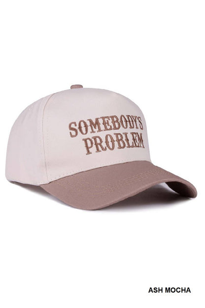`.0731 Somebody's Problem Two Tone Canvas Cotton Cap SI-28471: ASH MOCHA-186973 / OS