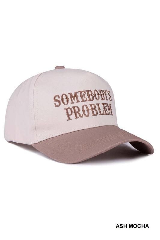 `.0731 Somebody's Problem Two Tone Canvas Cotton Cap SI-28471: ASH MOCHA-186973 / OS