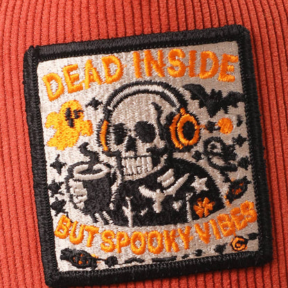 DEAD INSIDE BUT SPOOKY VIBES Two-Tone Corduroy Trucker Hat: BLACK / One Size