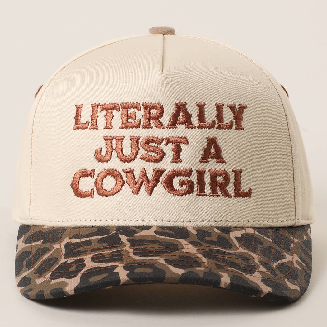 LITERALLY JUST A COWGIRL Leopard Trucker Hat: LEOPARD-RED / One Size