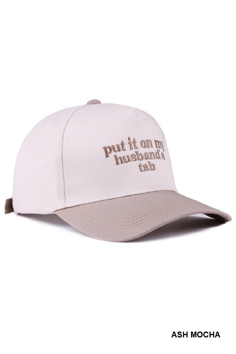 `.Put It On My Husband's Tab Two Tone Canvas Cotton: RED-183860 / OS