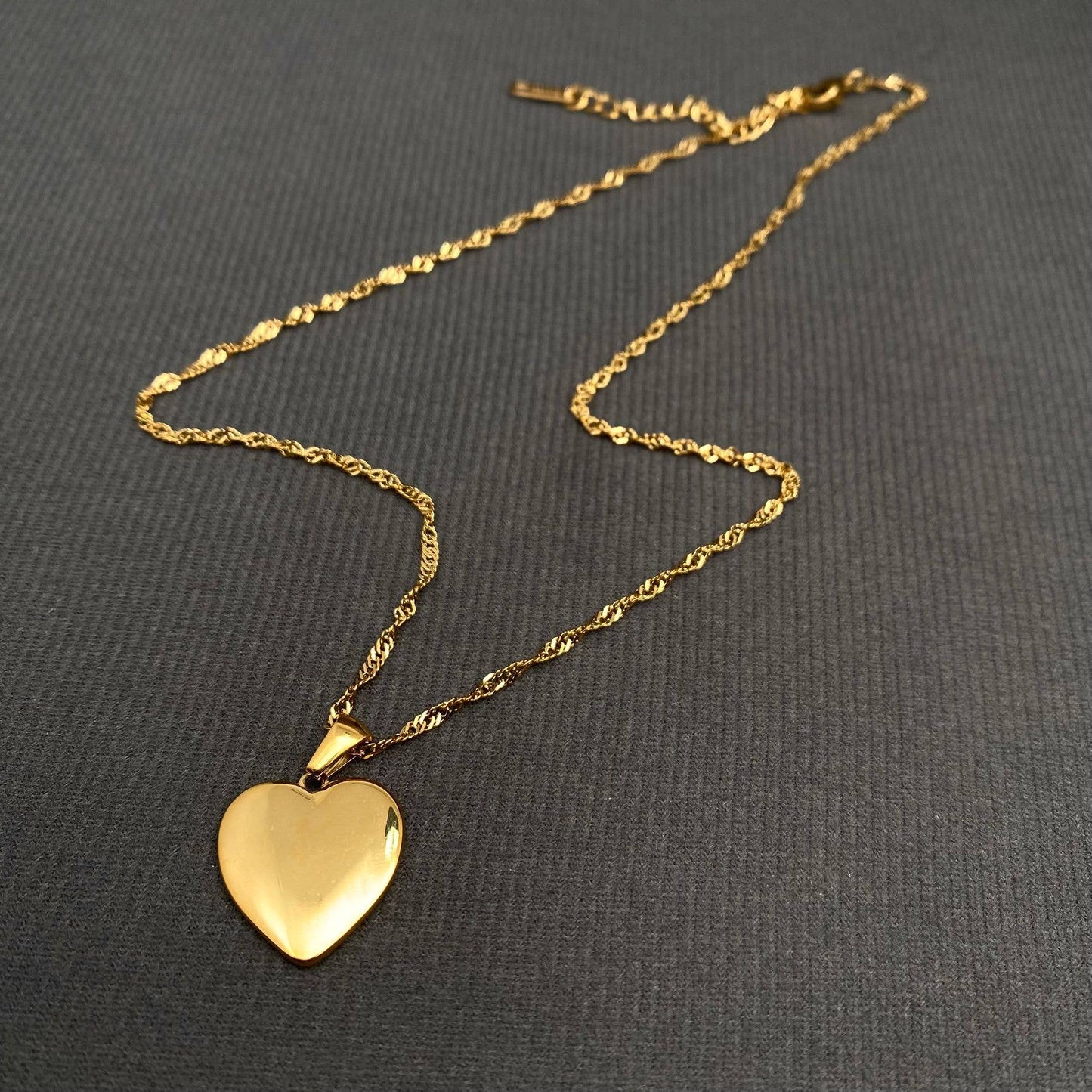 CZ Inlaid Enamel Cherry Heart 18K Golden SS Necklace - FGS