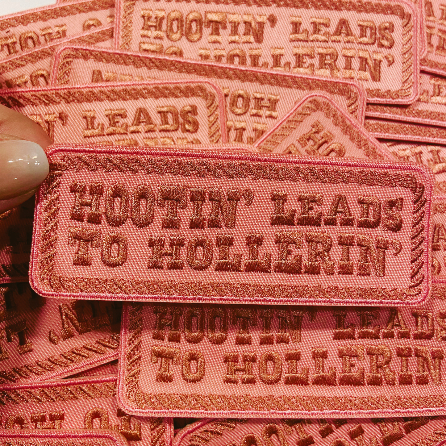 4" x 1.5" Hootin' Leads To Hollerin' -   Embroidered Hat Patch: 3" Embroidered Patch