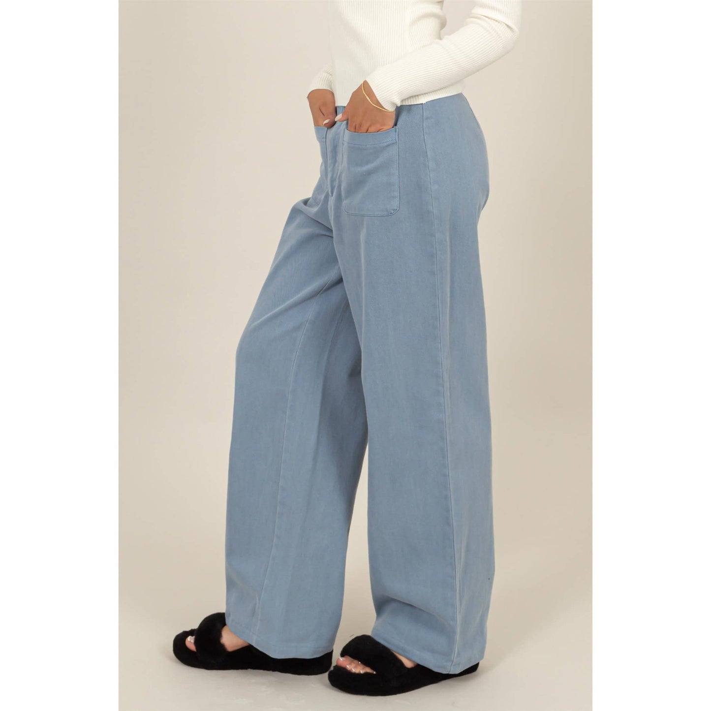 High Waist Wide Leg Pants: BLACK / S-M-L(2-2-2)