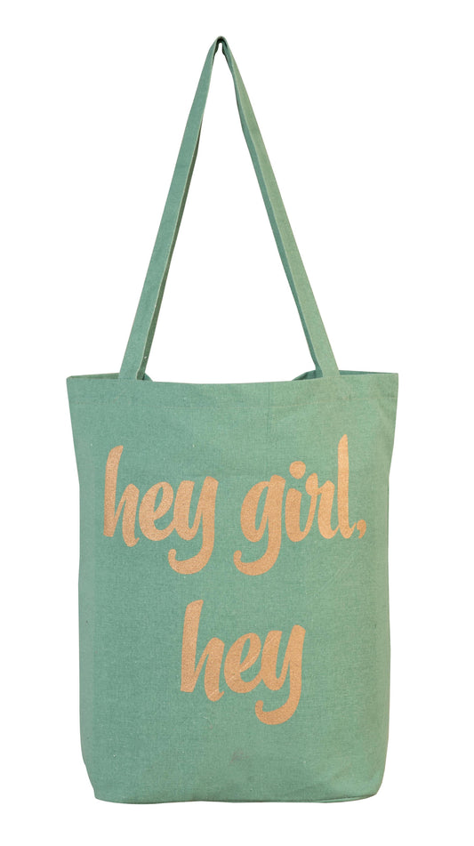 SALE Cotton Green Hey Girl Tote