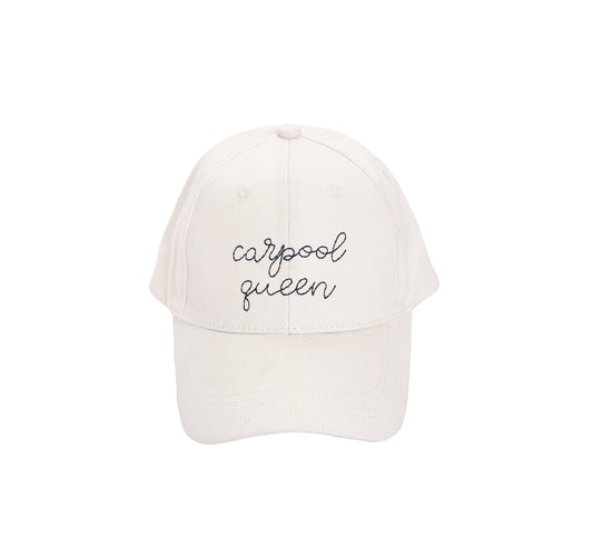 SALE Cotton White Carpool Queen Embroidered Hat