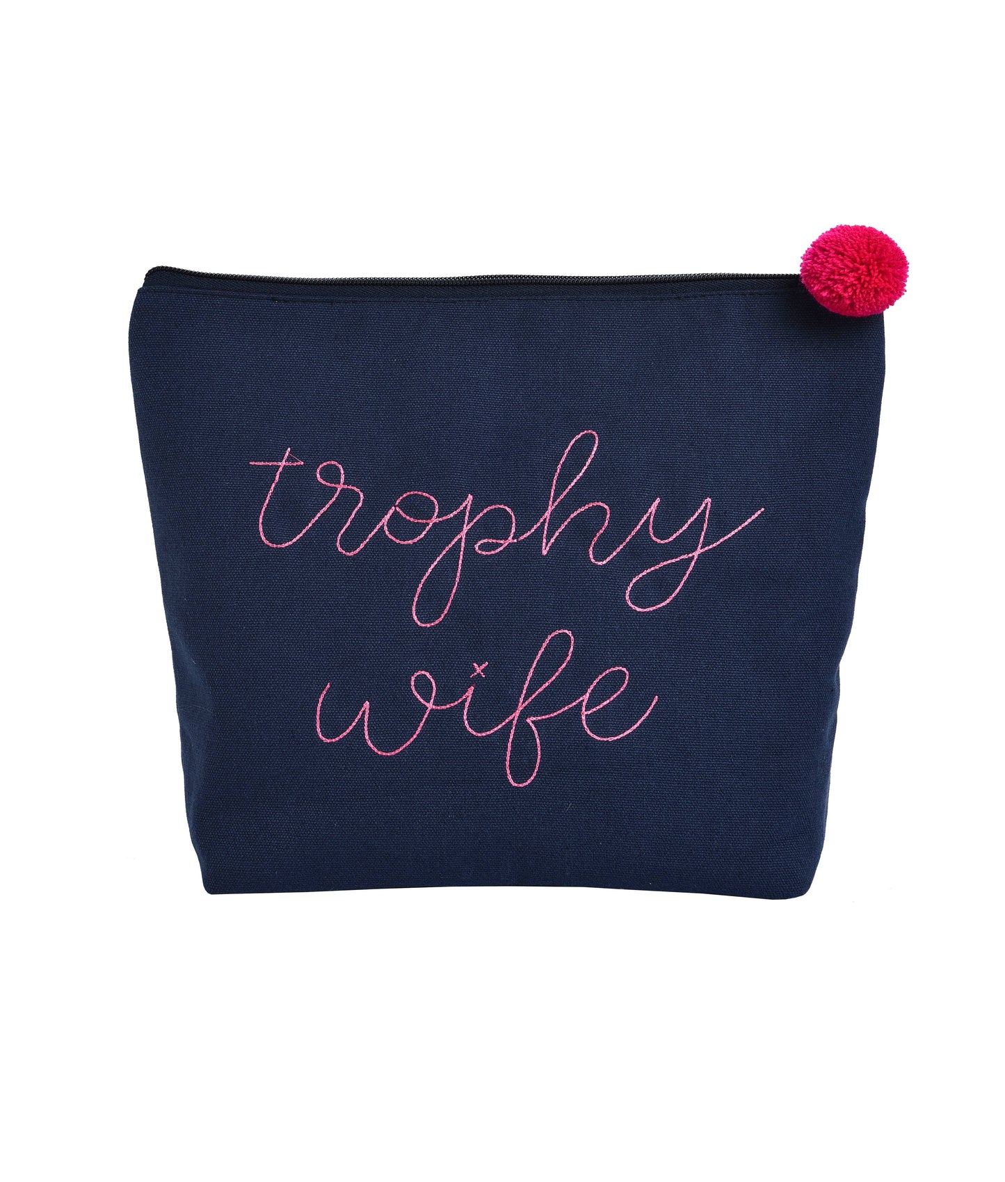 SALE Large Cotton Navy Trophy Wife Cosmetic Bag