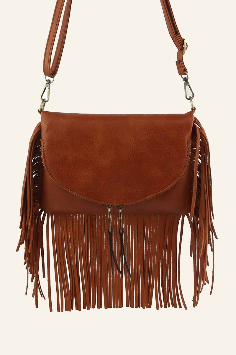 Envelope Flap Fringe Crossbody Bag: MC