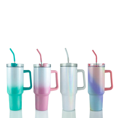 40oz SUBLIMATION CLEAR TRAVELER TUMBLER: WHITE