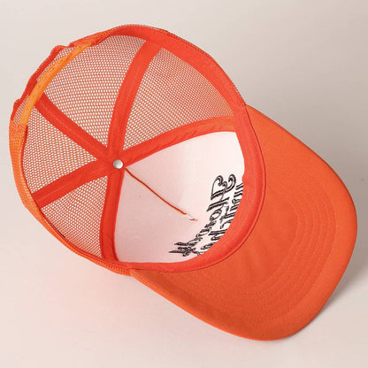 Howdy Witches Embroidered Mesh Back Trucker Hat : BLACK-ORANGE / ONE SIZE