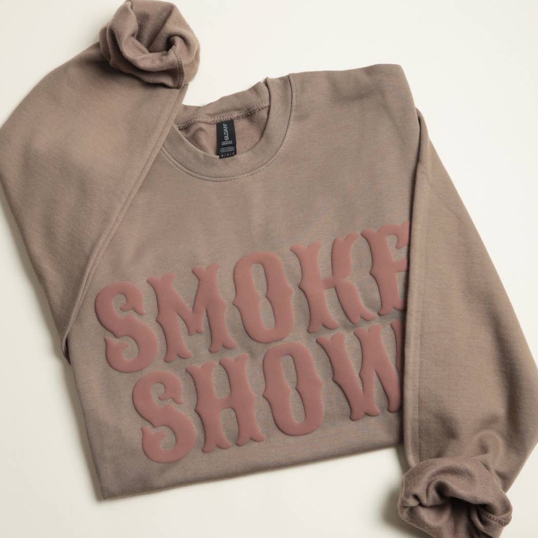 SMOKE SHOW  Bold PUFF MIDWEIGHT Sweatshirt: CEMENT / M