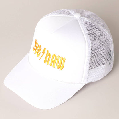 YeeHaw Letter Graphic Embroidered Foam Trucker Hat: BLKWH / ONE SIZE