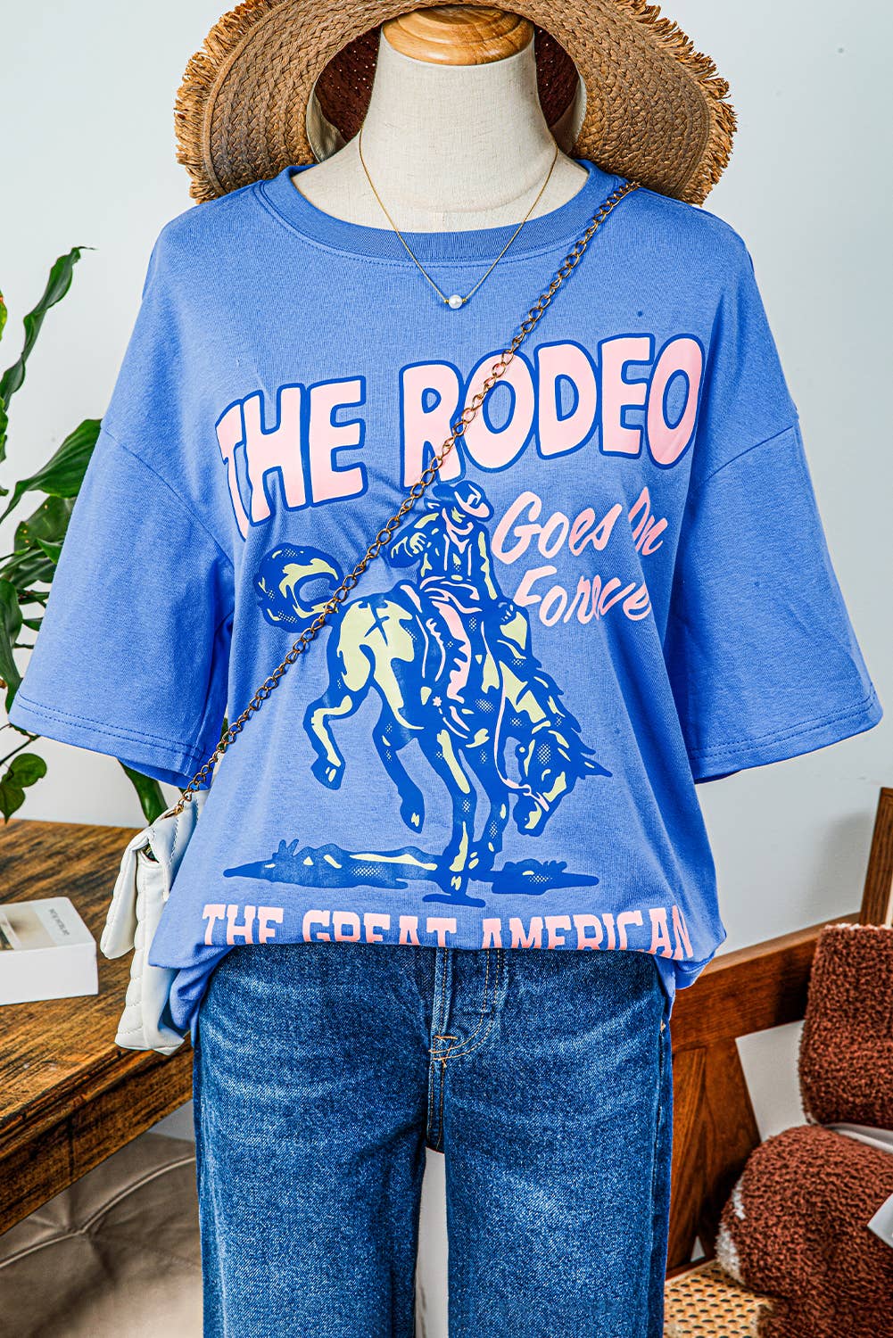 Fashion-W Rodeo Forever Western Graphic Tee: As shown / Missy / M