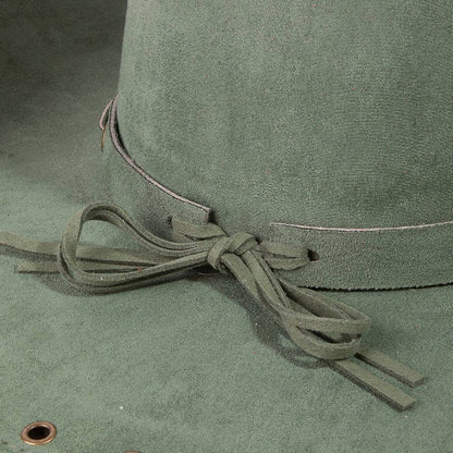 Grommet Brim Faux Suede Cowboy Hat: BR
