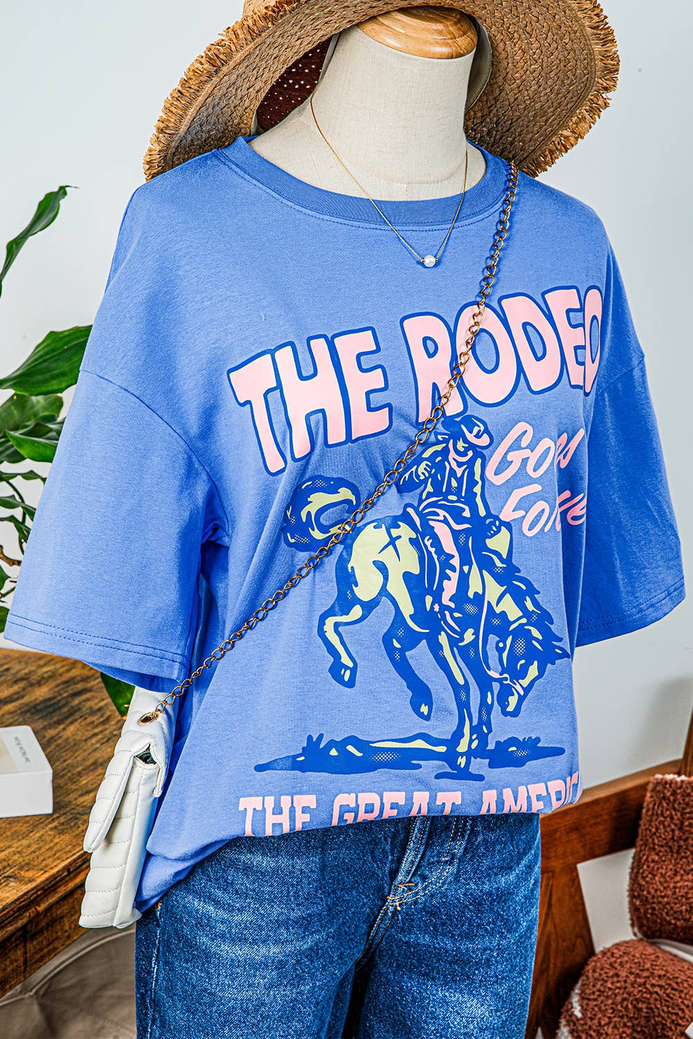 Fashion-W Rodeo Forever Western Graphic Tee: As shown / Missy / M