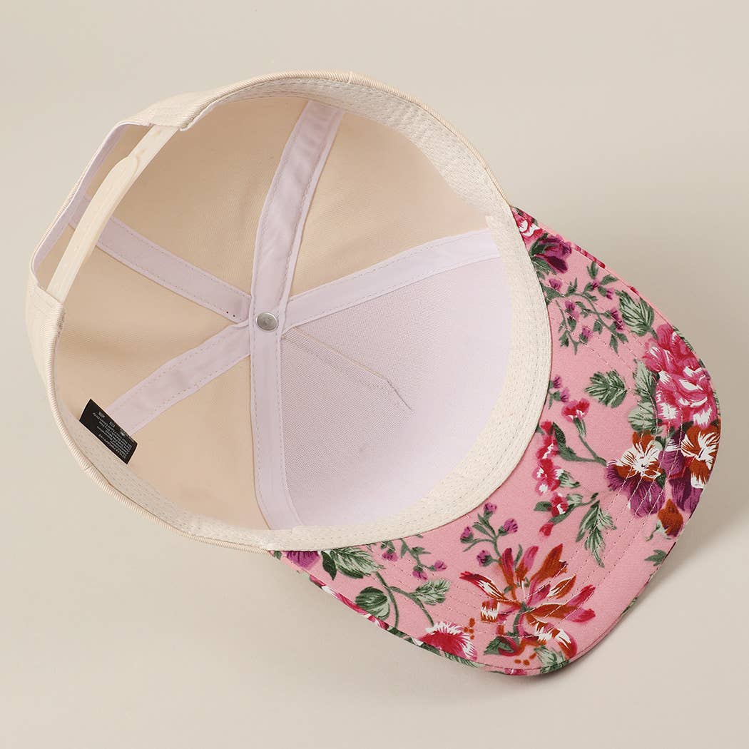 HOWDY Darlin' Embroidery Patch Floral Two-Tone Hat: Pink / ONE SIZE
