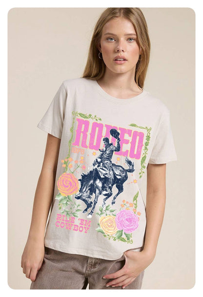 Rodeo 1976 Ride 'Em Cowboy Graphic Premium Cotton Reg: BLACK / S