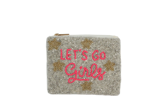 Ladies Fully Beaded Lets Go Girl Themed Coin Purse