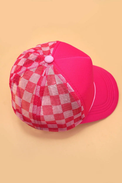 TRUCKER HAT CHECKER FOAM FRONT MESH BACK CAP | 40HW726: White