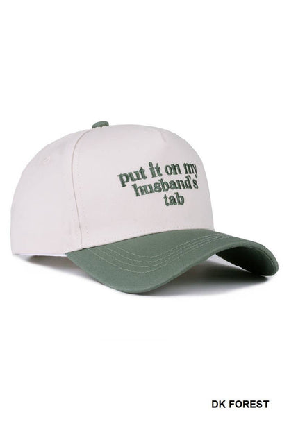 `.Put It On My Husband's Tab Two Tone Canvas Cotton: RED-183860 / OS