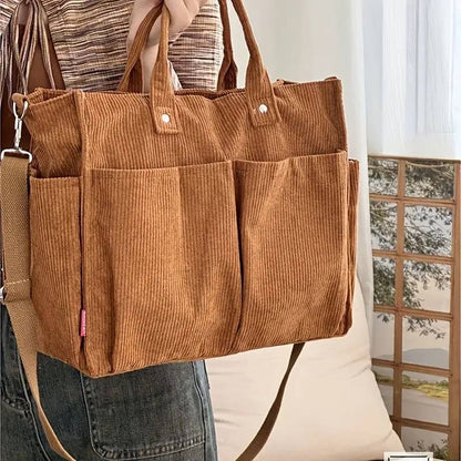 Fall Corduroy Tote Bags: Green Bean