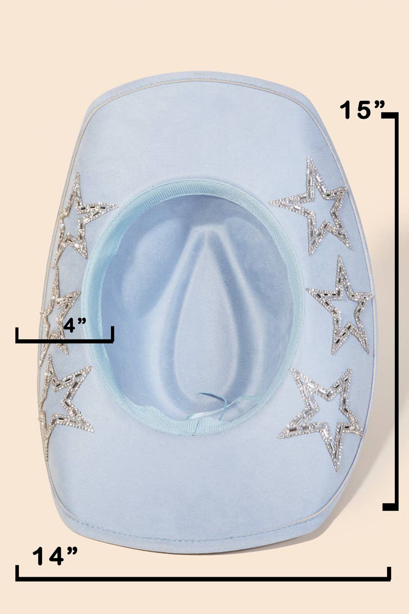 Studded Rhinestone Star Western Cowboy Hat: FU