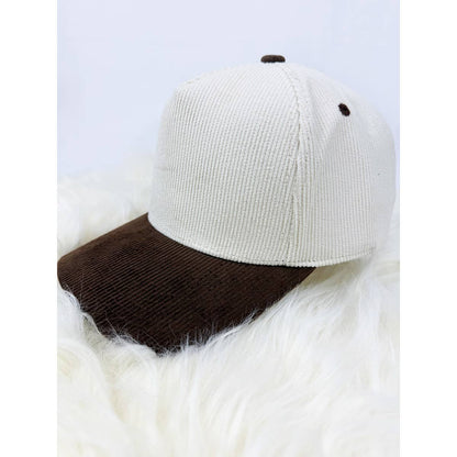 Two Tone Corduroy Snap Back Baseball Cap: RED/CREAM / ONE(6)