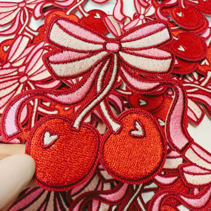 3" Cherry iron on Patch  -  Embroidered Hat Patch: Embroidered Patch