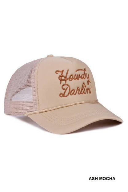 Howdy Darlin Mesh Trucker Cap: ASH MOCHA / 1 (ONE SIZE)