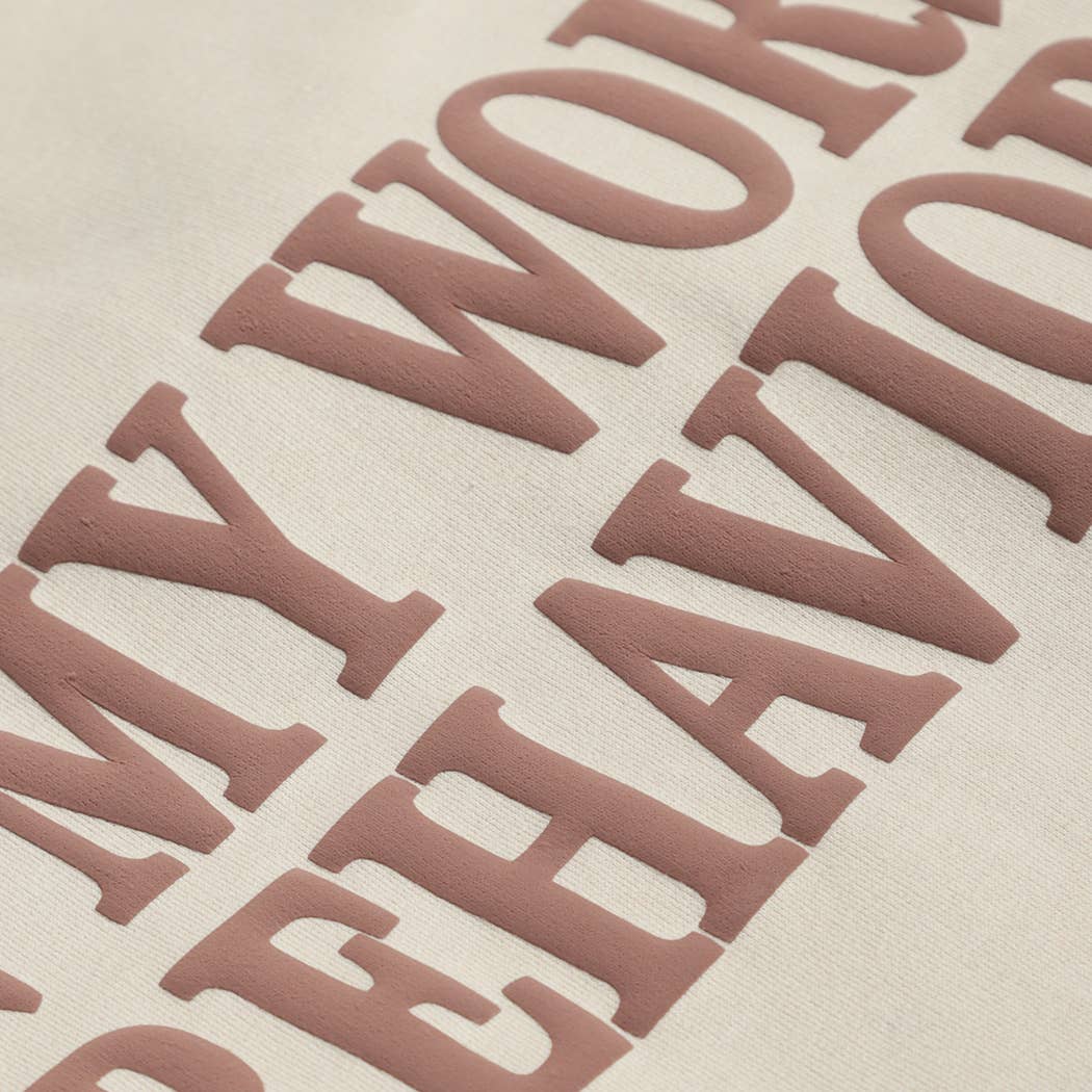 ON MY WORST BEHAVIOR PUFF MIDWEIGHT Sweatshirt: WHITE / S
