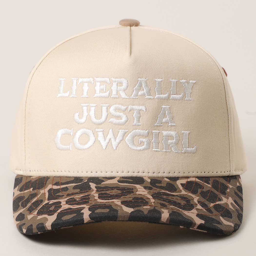 LITERALLY JUST A COWGIRL Leopard Trucker Hat: LEOPARD-RED / One Size
