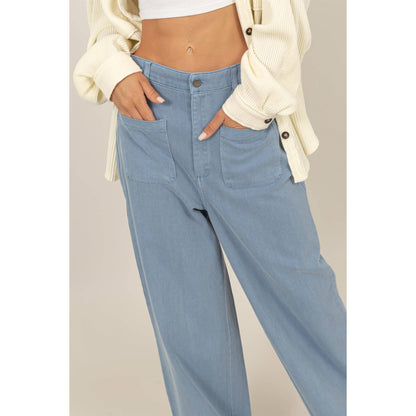 High Waist Wide Leg Pants: CREAM / S-M-L(2-2-2)