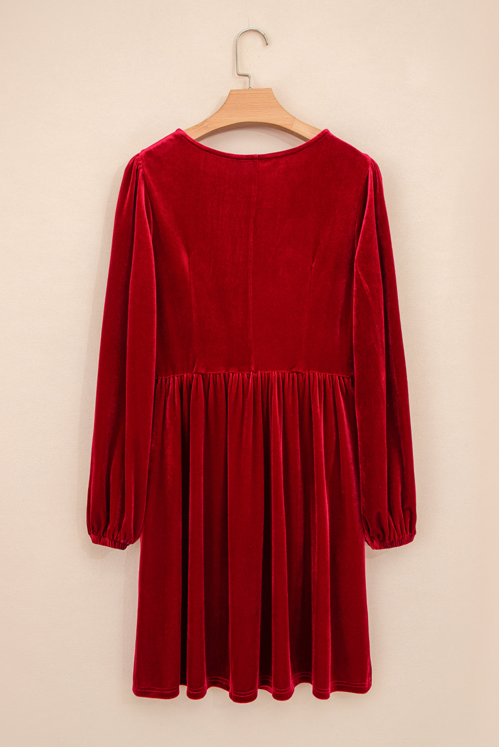 Evergreen Bowknot Decor High Waist Velvet Mini Dress