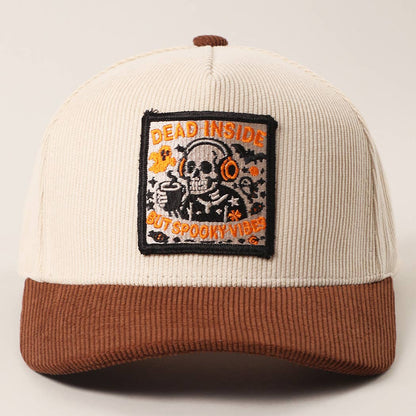 DEAD INSIDE BUT SPOOKY VIBES Two-Tone Corduroy Trucker Hat: BLACK / One Size