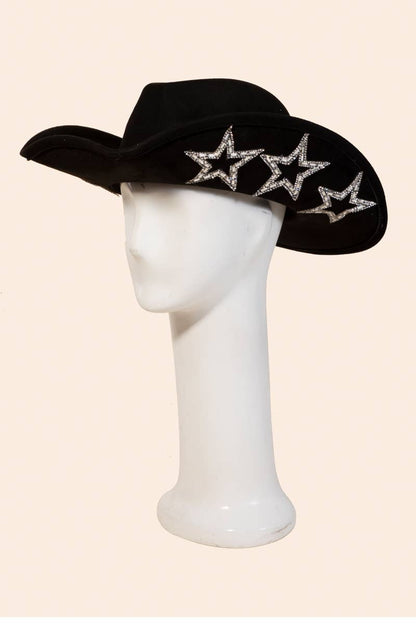 Studded Rhinestone Star Western Cowboy Hat: FU