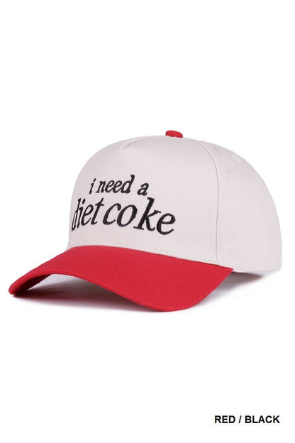 ,,,,,.._ 1015 I Need A Diet Coke Two Tone Canvas Cotton Cap SI-28475: LEOPARDRED-191150 / OS