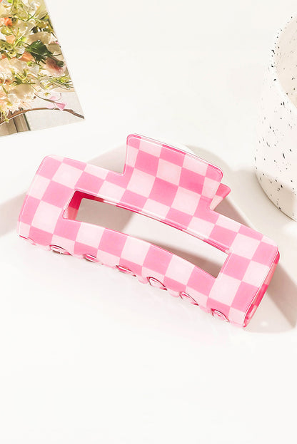 Sky Blue Checkered Print Hollow Out Hair Clip