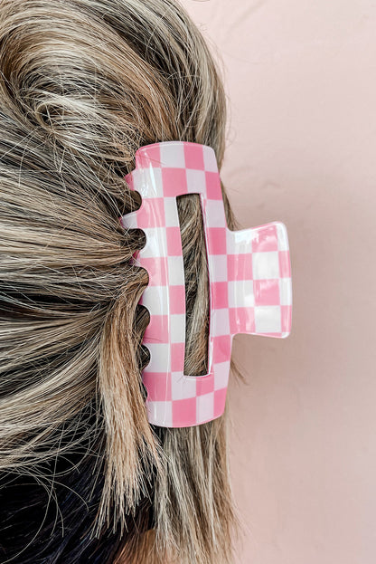 Sky Blue Checkered Print Hollow Out Hair Clip
